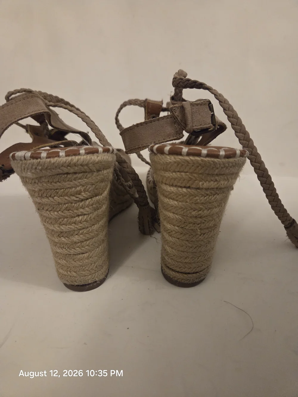 SO Taupe Suede Lace-Up Espadrille Wedges
